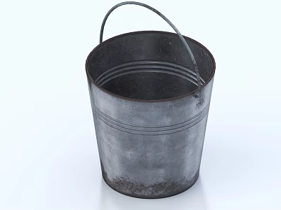 Sturdy Metal Bucket as Essential Tool for Daily Washing and Household Cleaning Tasks 3d model