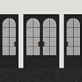 Modern Black Double Doors With Textured Glass And Grid Design Panels 3d model