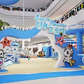 Surf Paradise Interactive Play Area With Starfish Seahorse Cartoon Characters And Blue Decorations In Mall