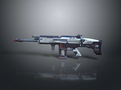 Modern Tactical Assault Rifle With Scope And Tactical Military Components Design 3d model