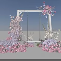 Romantic Floral Swing Photo Check in Spot With Pink Purple Flower Decorations