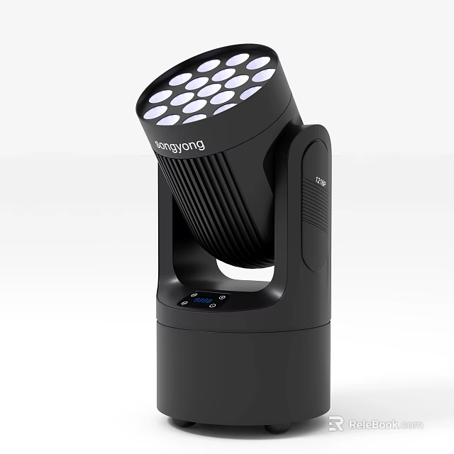 LED Stage Downlight Spotlight in Black Design with Multiple Bulbs Adjustable Stand and Control Panel 3d model 