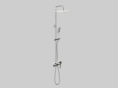 Modern Stainless Steel Shower System With Rainfall Top And Handheld Wand 3d model