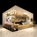 Traditional Mall Shop With Hanging Lanterns Wooden Counter Menu Boards And Seating