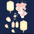 Chinese New Year Red Yellow Decorative Lanterns Featuring Happy New Year Inscriptions For Festive Decoration