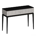 Modern Functional Desk With Black Tabletop Gray Drawers And Slim Black Legs