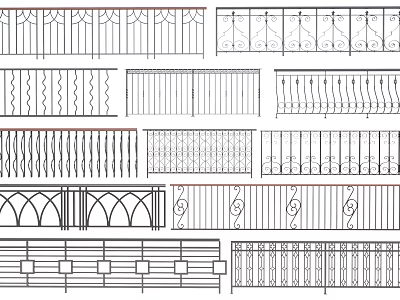 Decorative Metal Fence Designs With Various Ornate Patterns And Stylish Railings 3d model