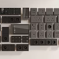 Modern Black and Gray Switch Panels with Various Sockets and Sleek Designs