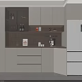 Modern Sideboard With White Light Wood Finish Open Shelves Drawers And LED Lighting