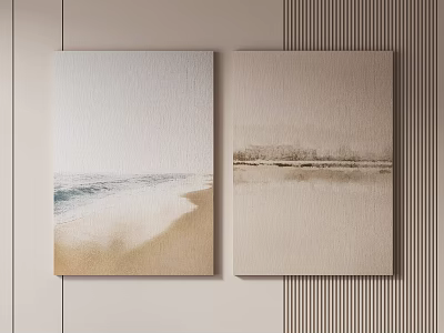 Two Seaside Beach Landscape Paintings For Decoration 3d model