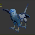 Blue Mythical Bird Creature With Yellow Beak Claws And Spread Wings