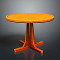 Round Wooden Table with Smooth Tabletop and Carved Legs in Classic Furniture Design
