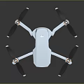 White Modern Quadcopter Drone With Camera And Propellers On Reflective Surface 3d model