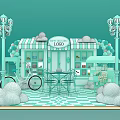 Tobacco And Wine Store Front With Logo Signage Decorative Balloons And Display Shelves