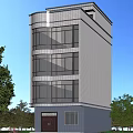 Detached Villa Three Story Exterior With Light Colored Tile Large Glass Windows Surrounded by Trees
