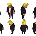 Low Poly Style Decorative Figurine Set With Suits Red Ties And Multiple Angles