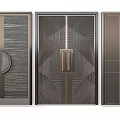 Contemporary Double Doors With Bronze Textured Panels Circular Handles And Geometric Designs