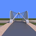 Modern Arch Bridge Design Spanning River With Surrounding Roads And Green Space