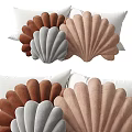 Shell Shaped Velvet Pillows in Brown Gray and Beige for Home Decor Accents