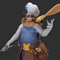 Man With Chef Hat And Goggles Holding Large Wooden Spoon With Tool Bag