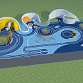 Vibrant Playground With Blue Ground Yellow Slides Circular Platforms Climbing Structures And Loop Track 3d model