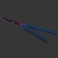 Butterfly Knife With Sharp Blade And Perforated Handle Design On Dark Surface 3d model