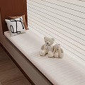 Cozy Window Seat Area With White Teddy Bears Decorative Pillow And Wooden Floor White Blinds