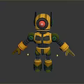 3D Yellow Green Robot Character Featuring Red Eye And Mechanical Structure Design 3d model