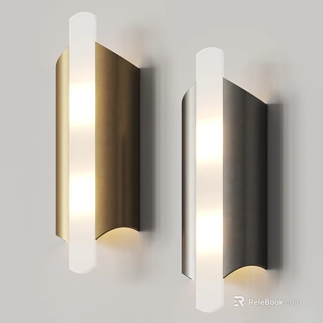 Sleek Modern Wall Lamp With Metallic Gold And Black Finish For Home Decor Lighting 3d model 