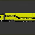 Yellow SPEEDEE Racing Team Truck With Bold Graphics On Body