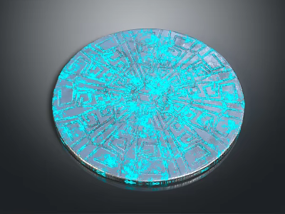 Ornate Round Blue Illuminated Jewelry Piece With Intricate Pattern Design 3d model