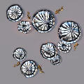 Elegant Circular Glass Wall Decor With Radiant Patterns And Gold Hooks 3d model