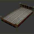 Classic Wooden Double Bed Frame With Turned Posts White Quilted Mattress Design