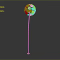 Dandelion Plant With Silver Stem And White Fluffy Seed Head Against Gray Background