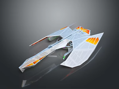 Futuristic White Spacecraft With Aerodynamic Structure And Orange Accents For Cosmic Exploration 3d model