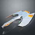 Futuristic White Spacecraft With Aerodynamic Structure And Orange Accents For Cosmic Exploration