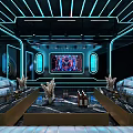 Modern KTV Lounge Interior With Neon Lights Sofa Seating And Luxury Design