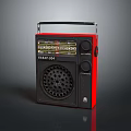 Vintage Red And Black Electronic Radio With FM AM Band And Portable Speaker Design