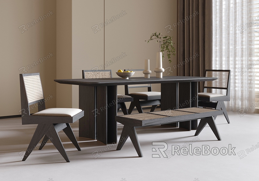 Modern Dining Table and Chair Combination Dining Table Dining Chair Bench model