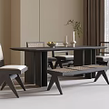 Modern Dining Table and Chair Combination Dining Table Dining Chair Bench 3d model