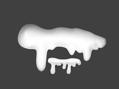 White Flowing Dripping Substance With Smooth Glossy Texture On Gray Background 3d model