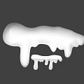 White Flowing Dripping Substance With Smooth Glossy Texture On Gray Background