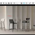 Flexform Sleek Modern Bar Stools With Leather Seats And Metal Frames