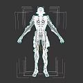 Futuristic Game And Movie Character With Mechanical Black Red Metallic Body