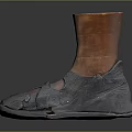 Vintage Gray Leather Shoes With Distressed Design And Brown Ankle Part