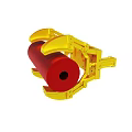 Detailed Yellow Industrial Mechanical Structure With Red Roller And Metal Components