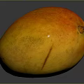 Fresh Vibrant Ripe Mango With Yellow Orange Smooth Skin And Reflection On Dark Background
