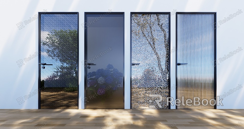 Modern swing door glass frame door model