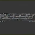 3D Rendered Tactical Weapon Part Featuring Camouflage Pattern And Metallic Structure