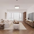 Warm Wood Tone Open Plan Living And Dining Room Interior Design With Comfortable Soft Furnishings